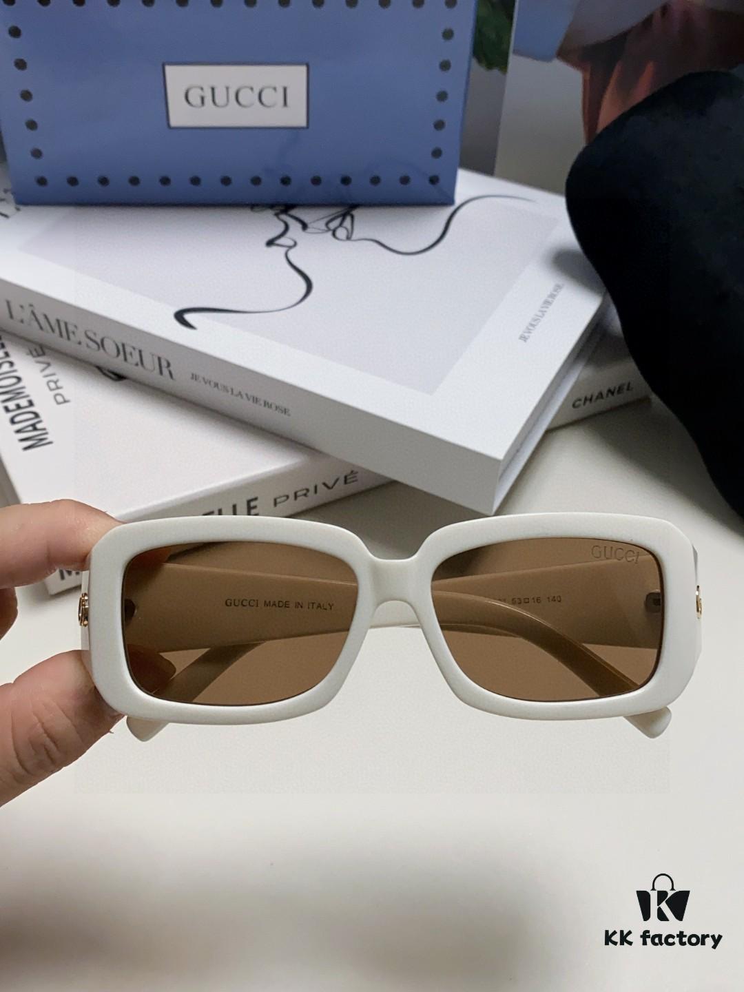6931fe4b3a89a121ed54e6df Gucci 2025 New Arrival Unisex Black Rectangular Acetate Sunglasses with Dual Side Logo, Trendy and Comfortable Oversized Sun Glasses