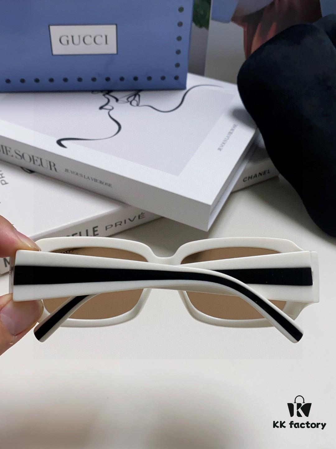 6931fe4b3a89a121ed54e6e0 Gucci 2025 New Arrival Unisex Black Rectangular Acetate Sunglasses with Dual Side Logo, Trendy and Comfortable Oversized Sun Glasses