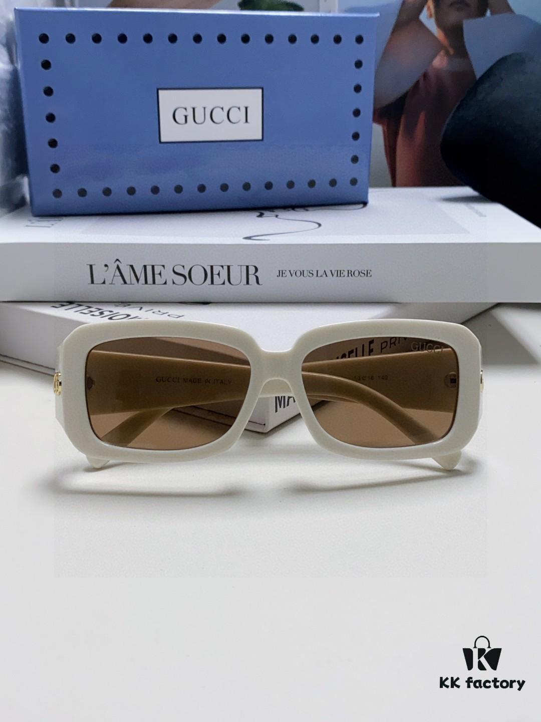 6931fe4b3a89a121ed54e6e2 Gucci 2025 New Arrival Unisex Black Rectangular Acetate Sunglasses with Dual Side Logo, Trendy and Comfortable Oversized Sun Glasses