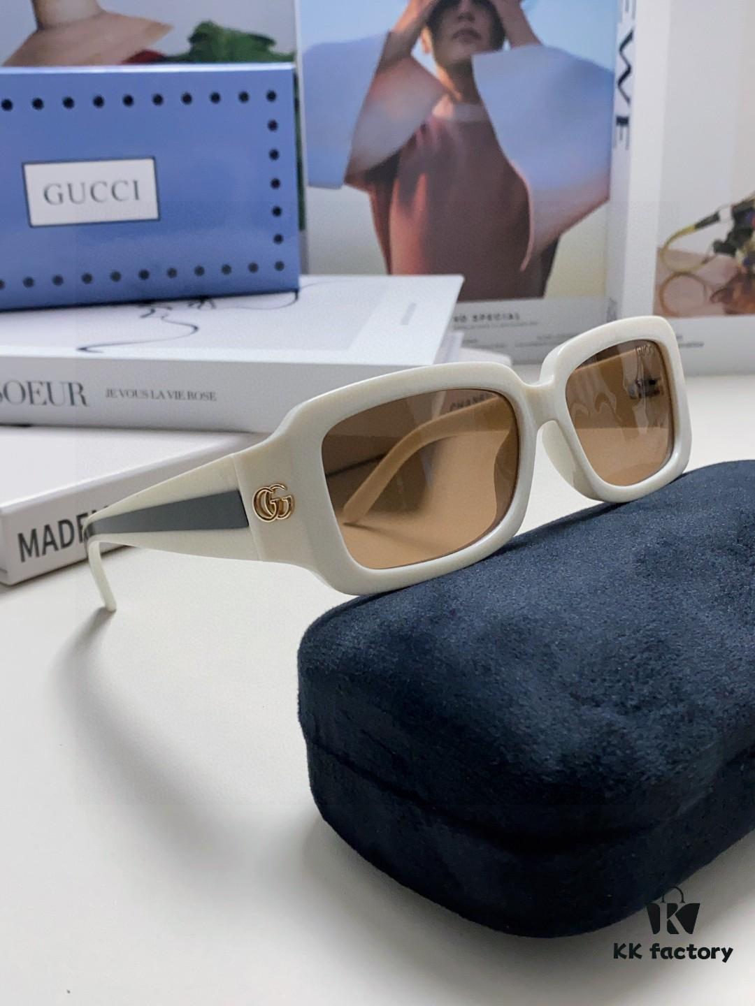6931fe4b3a89a121ed54e6e3 Gucci 2025 New Arrival Unisex Black Rectangular Acetate Sunglasses with Dual Side Logo, Trendy and Comfortable Oversized Sun Glasses