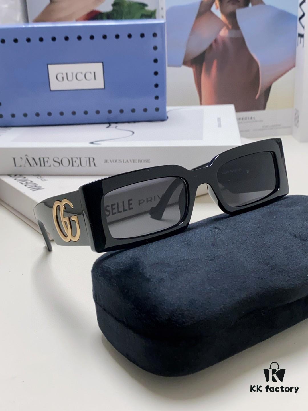 Gucci Bright and Bold Personality Rectangular Narrow-Framed Sunglasses, Unisex Streetwear Style, Versatile and Chic, Model GG1425S