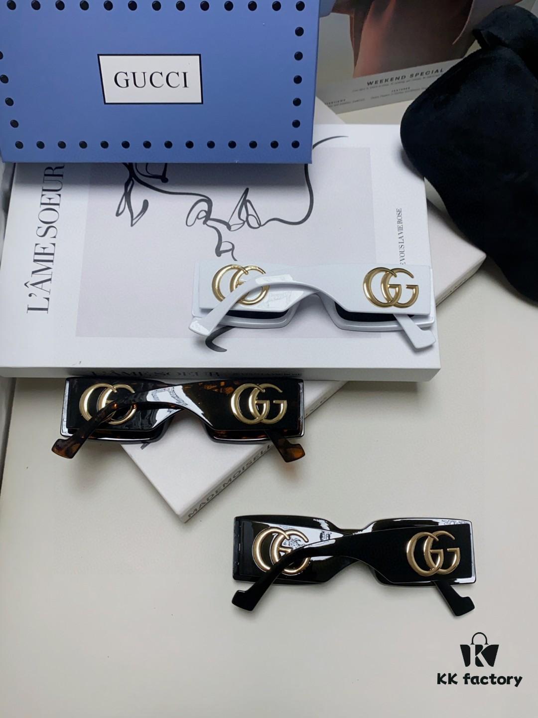 Gucci Bright and Bold Personality Rectangular Narrow-Framed Sunglasses, Unisex Streetwear Style, Versatile and Chic, Model GG1425S