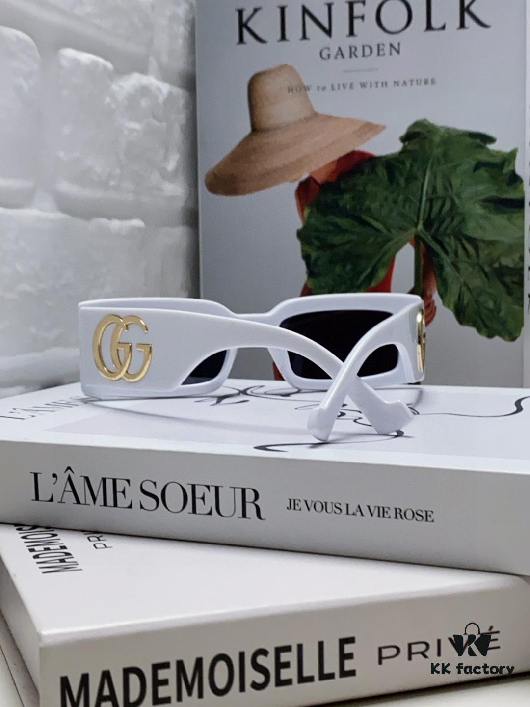 Gucci Cheerful and Bold Personality Rectangular Narrow-Framed Sunglasses Unisex Street Fashion GG1425S