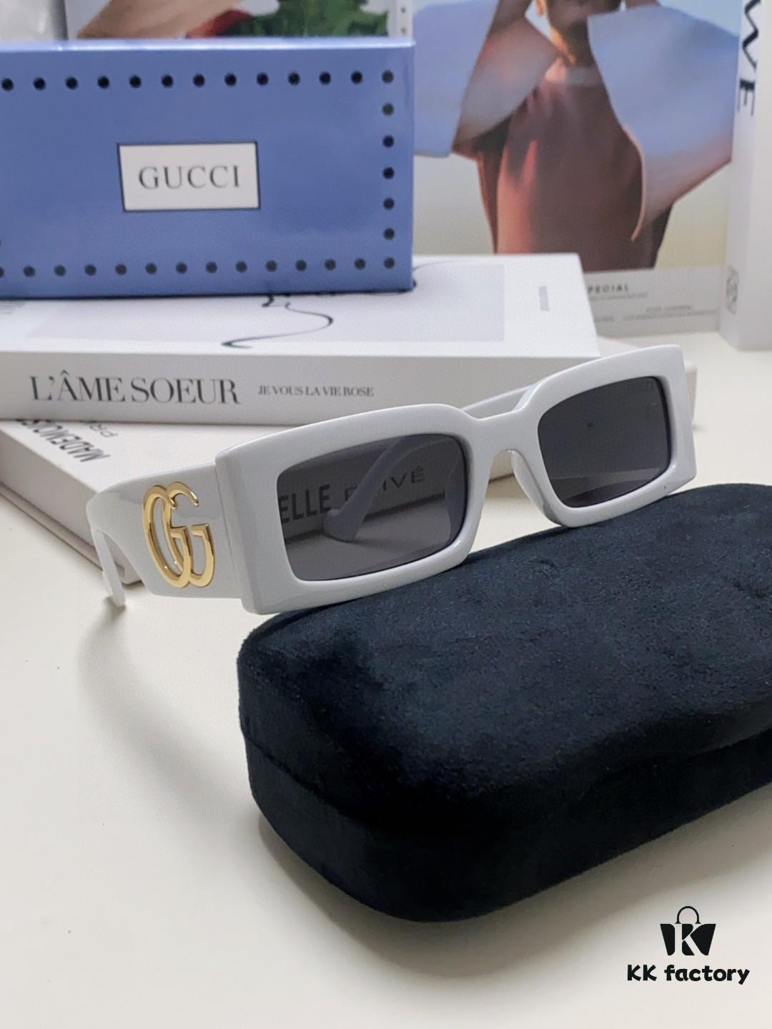 Gucci Cheerful and Bold Personality Rectangular Narrow-Framed Sunglasses Unisex Street Fashion GG1425S