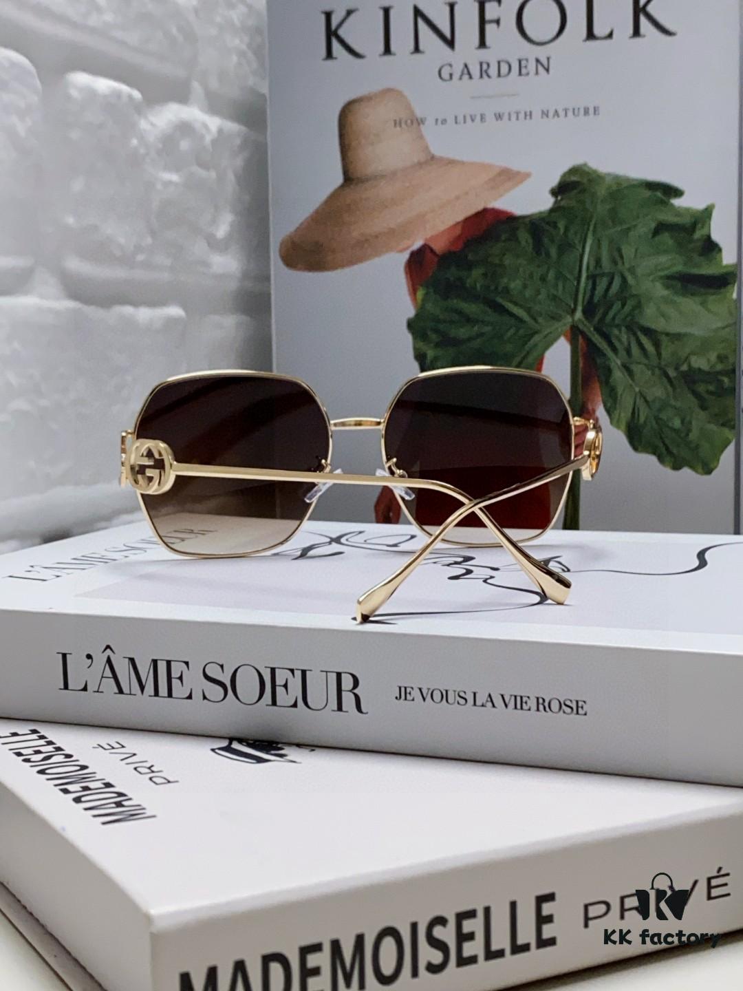 Gucci 2025 New Fashion Retro Stylish and Comfortable Unisex Sunglasses with Metallic Avant-Garde Design, Versatile Trendy Shades Model 1207SA