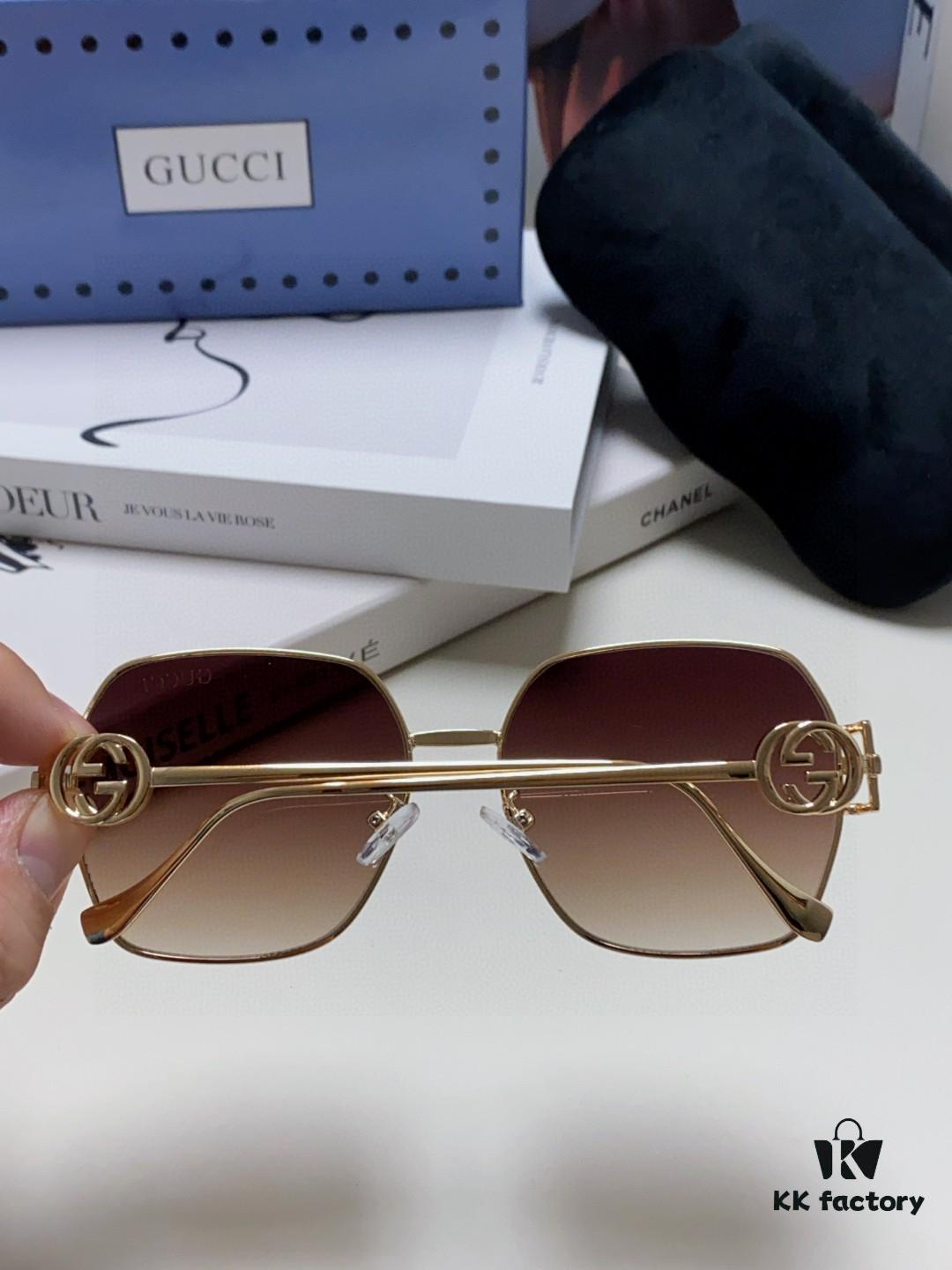 Gucci 2025 New Fashion Retro Stylish and Comfortable Unisex Sunglasses with Metallic Avant-Garde Design, Versatile Trendy Shades Model 1207SA