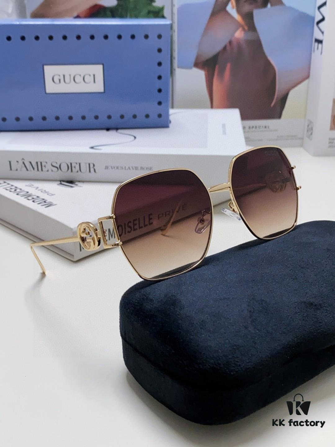 Gucci 2025 New Fashion Retro Stylish and Comfortable Unisex Sunglasses with Metallic Avant-Garde Design, Versatile Trendy Shades Model 1207SA