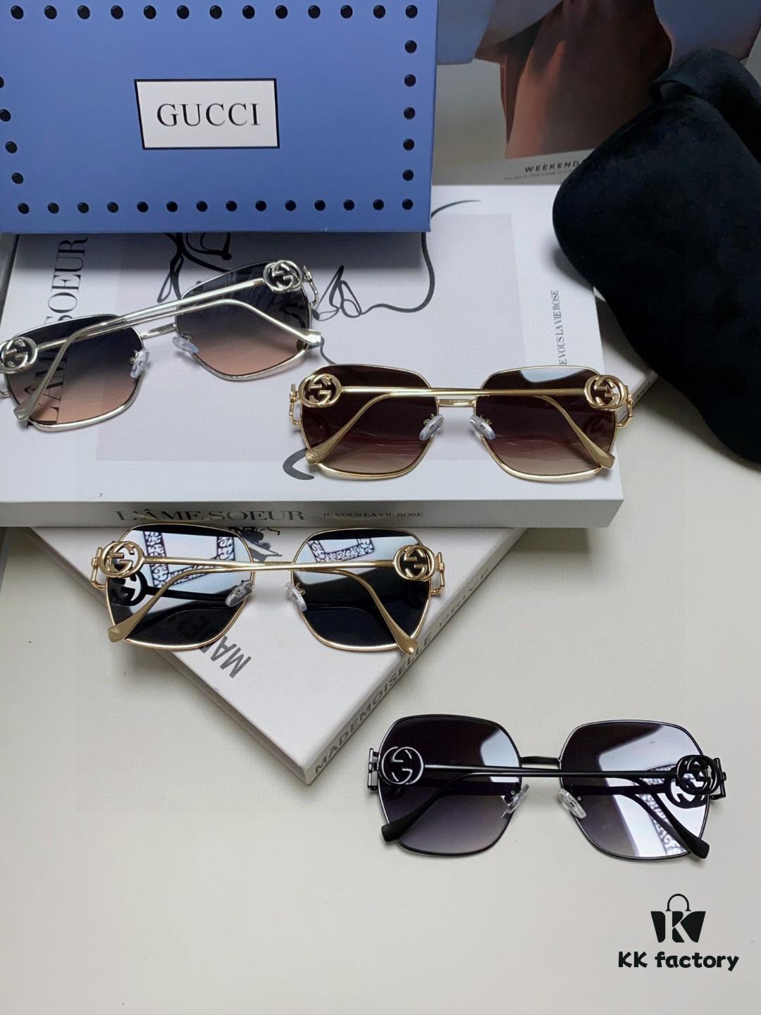 Gucci 2025 New Fashion Retro Stylish and Comfortable Unisex Sunglasses with Metallic Avant-Garde Design, Versatile Trendy Shades Model 1207SA
