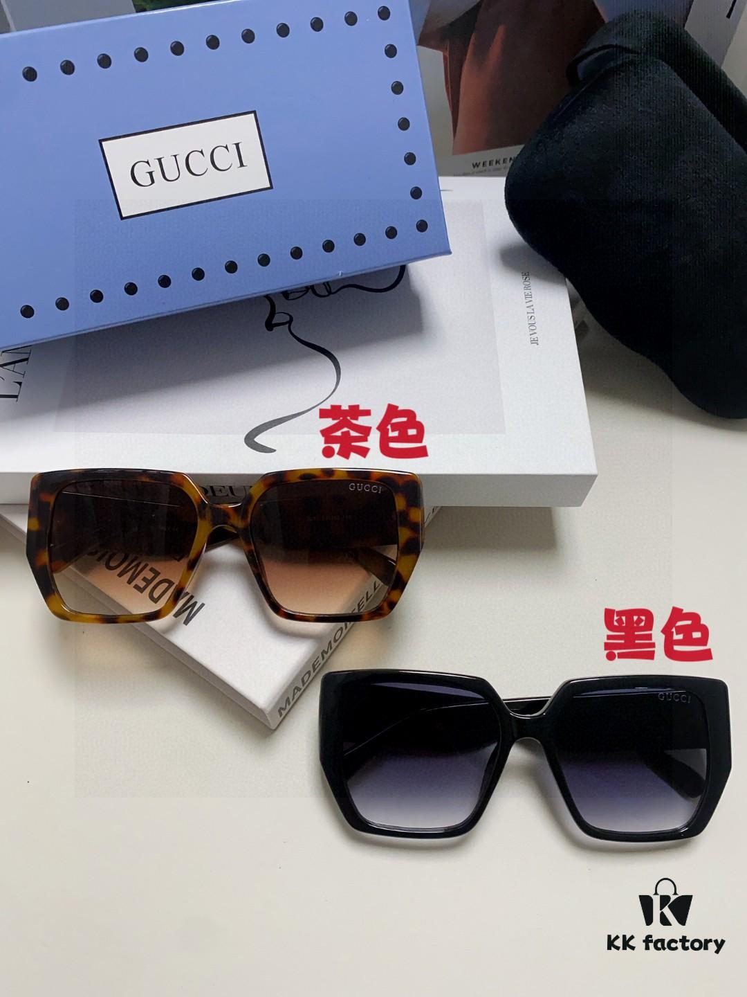Gucci 2025 New Arrival Influencer Sunglasses for Women, Oversized Black Polarized Sunglasses, Round Face Friendly Celebrity Style Unisex Sun Glasses
