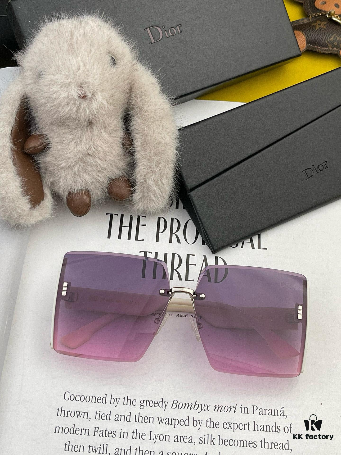 DIOR 2025 New Women's Square Sunglasses, Driving Sunglasses, New Lightweight Metal Rimless Sunglasses, Stylish, Elegant, Comfortable and Luxurious
