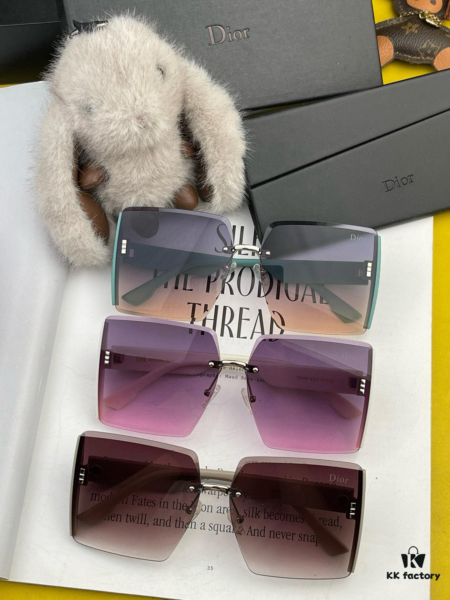 DIOR 2025 New Women's Square Sunglasses, Driving Sunglasses, New Lightweight Metal Rimless Sunglasses, Stylish, Elegant, Comfortable and Luxurious
