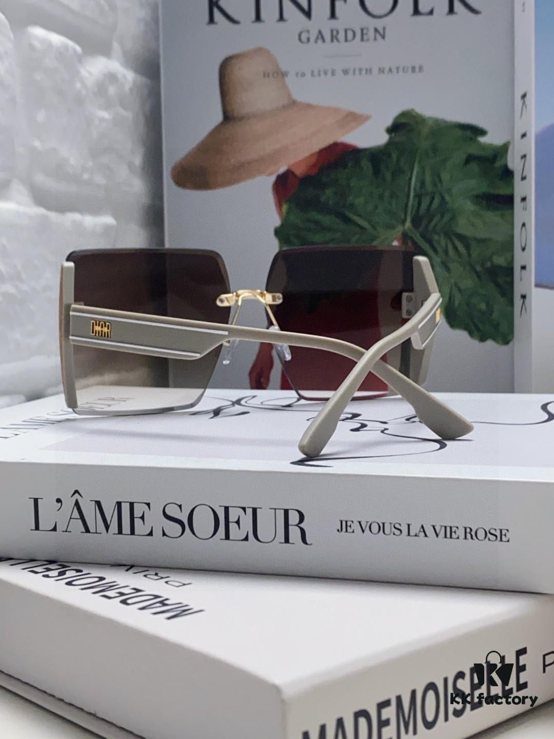 6931fe893a89a121ed54ea0a Dior 2025 New Large Frame Women's Sunglasses, Square-Cut Rimless UV-Protective Vacation Sunglasses