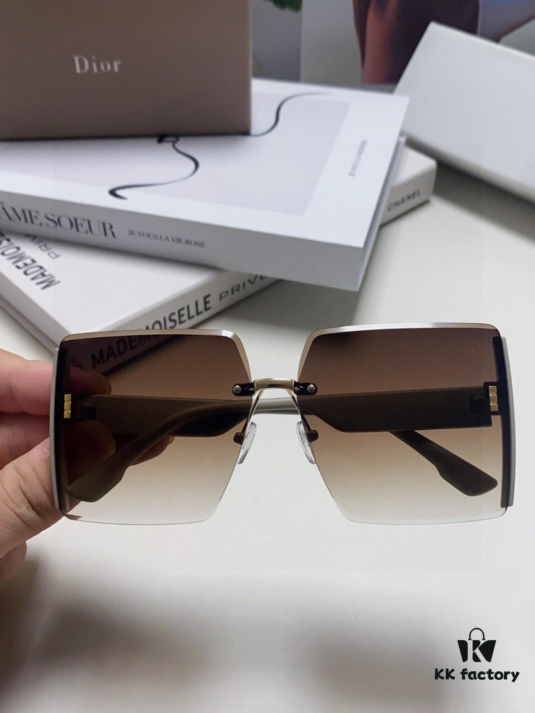 6931fe893a89a121ed54ea0b Dior 2025 New Large Frame Women's Sunglasses, Square-Cut Rimless UV-Protective Vacation Sunglasses