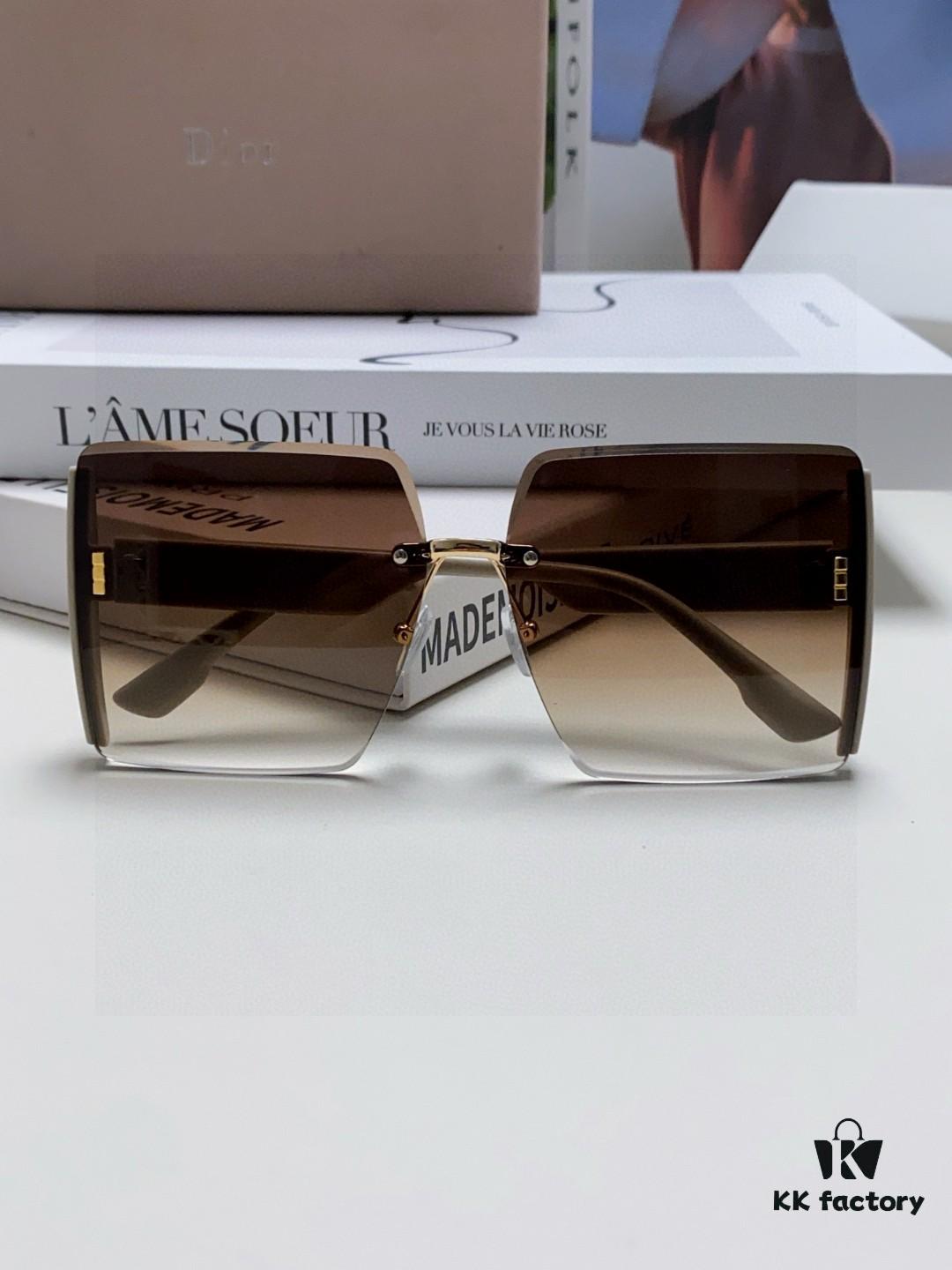 6931fe893a89a121ed54ea0e Dior 2025 New Large Frame Women's Sunglasses, Square-Cut Rimless UV-Protective Vacation Sunglasses