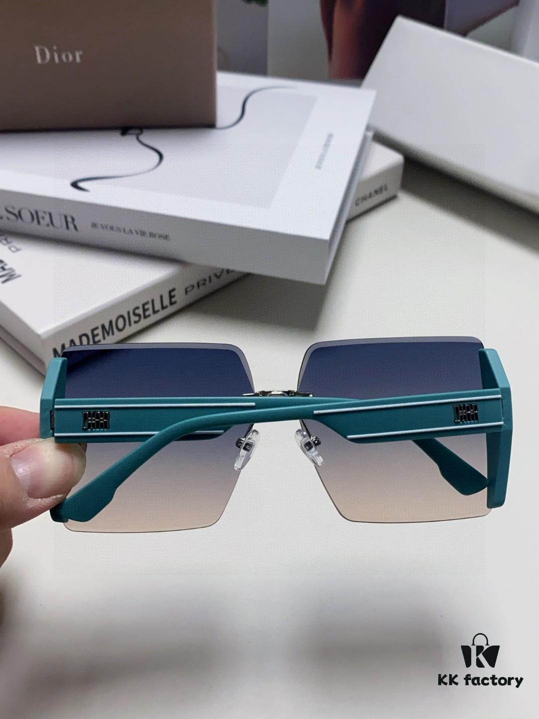 Dior 2025 New Large Frame Women's Sunglasses, Square Edged Frameless UV-Protective Vacation Sunglasses