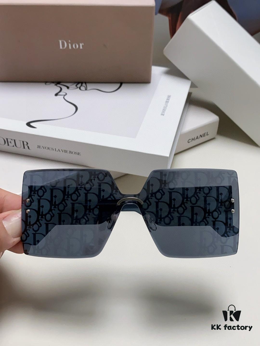 6931fe933a89a121ed54ea9b Dior 2025 New Arrival Mirror Lens Letter-Embossed Frameless Cut-Out Fashion Sunglasses for Women, Stylish Oversized Unisex Shades, Slimming European-American Design