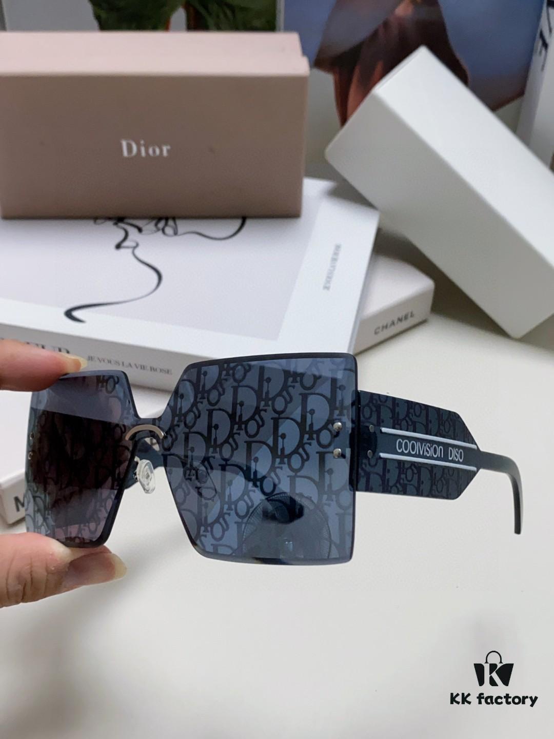 6931fe943a89a121ed54ea9d Dior 2025 New Arrival Mirror Lens Letter-Embossed Frameless Cut-Out Fashion Sunglasses for Women, Stylish Oversized Unisex Shades, Slimming European-American Design