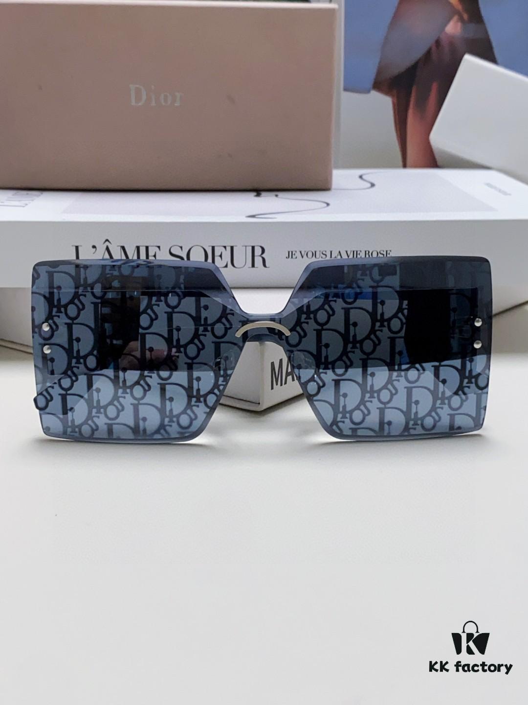 6931fe943a89a121ed54ea9e Dior 2025 New Arrival Mirror Lens Letter-Embossed Frameless Cut-Out Fashion Sunglasses for Women, Stylish Oversized Unisex Shades, Slimming European-American Design