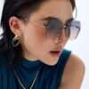 Nylon Polarized Series DIOR Frameless Sunglasses with Polygonal Design, Universal Fit for All Face Shapes, Stylish with Coats or Dresses, Nylon Polarized Lenses for UV Protection