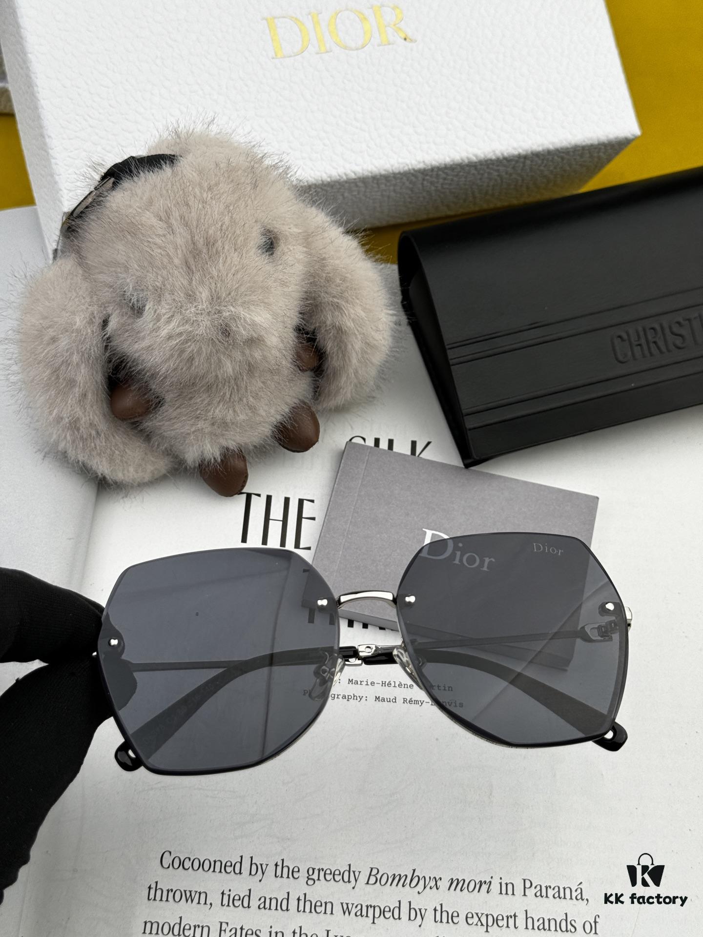 Nylon Polarized Series DIOR Frameless Sunglasses with Polygonal Design, Universal Fit for All Face Shapes, Stylish with Coats or Dresses, Nylon Polarized Lenses for UV Protection