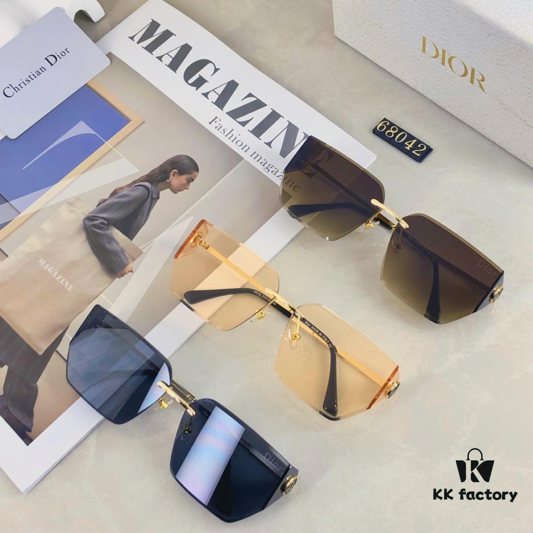 6931fee33a89a121ed54ee9a Dior Letter Curve Metal Frame Sunglasses Unisex Fashion Oversized Rimless Edge-Cut Sun Glasses for Large Faces