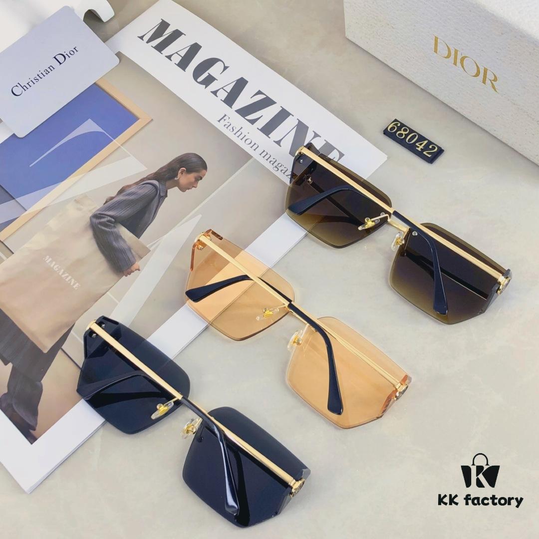 6931fee33a89a121ed54ee9b Dior Letter Curve Metal Frame Sunglasses Unisex Fashion Oversized Rimless Edge-Cut Sun Glasses for Large Faces