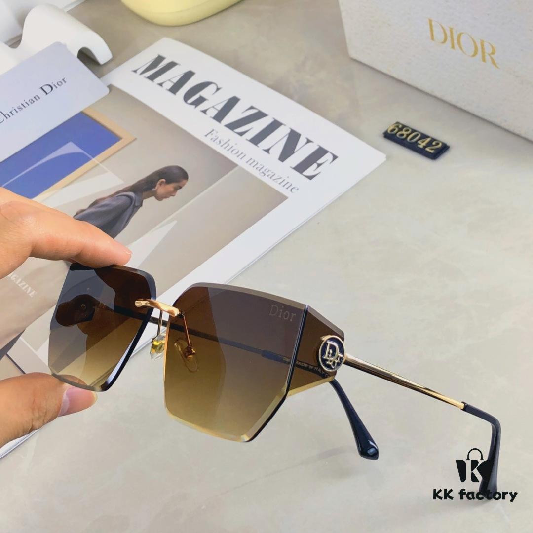 6931fee33a89a121ed54ee9c Dior Letter Curve Metal Frame Sunglasses Unisex Fashion Oversized Rimless Edge-Cut Sun Glasses for Large Faces
