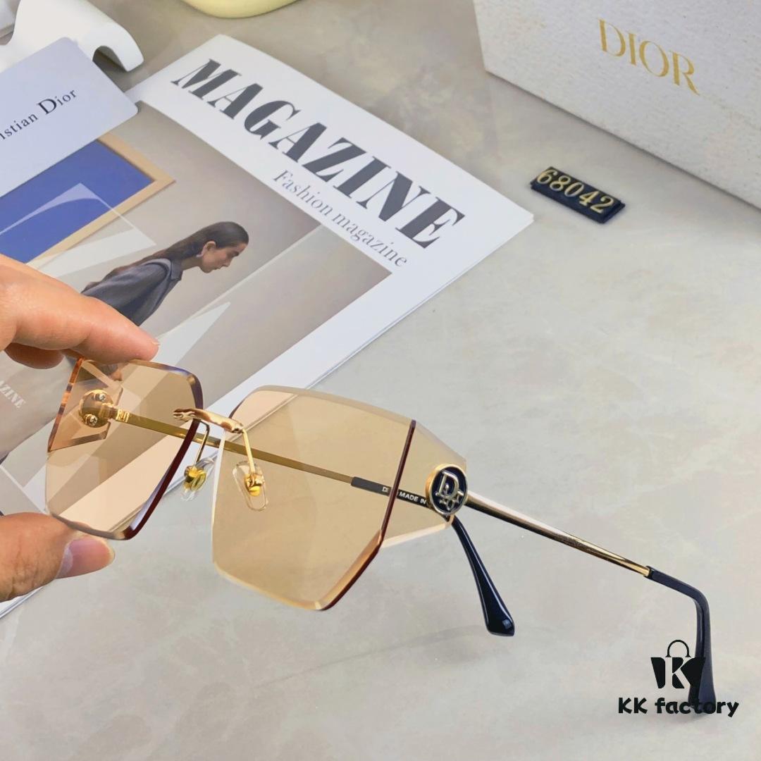 6931fee33a89a121ed54ee9d Dior Letter Curve Metal Frame Sunglasses Unisex Fashion Oversized Rimless Edge-Cut Sun Glasses for Large Faces