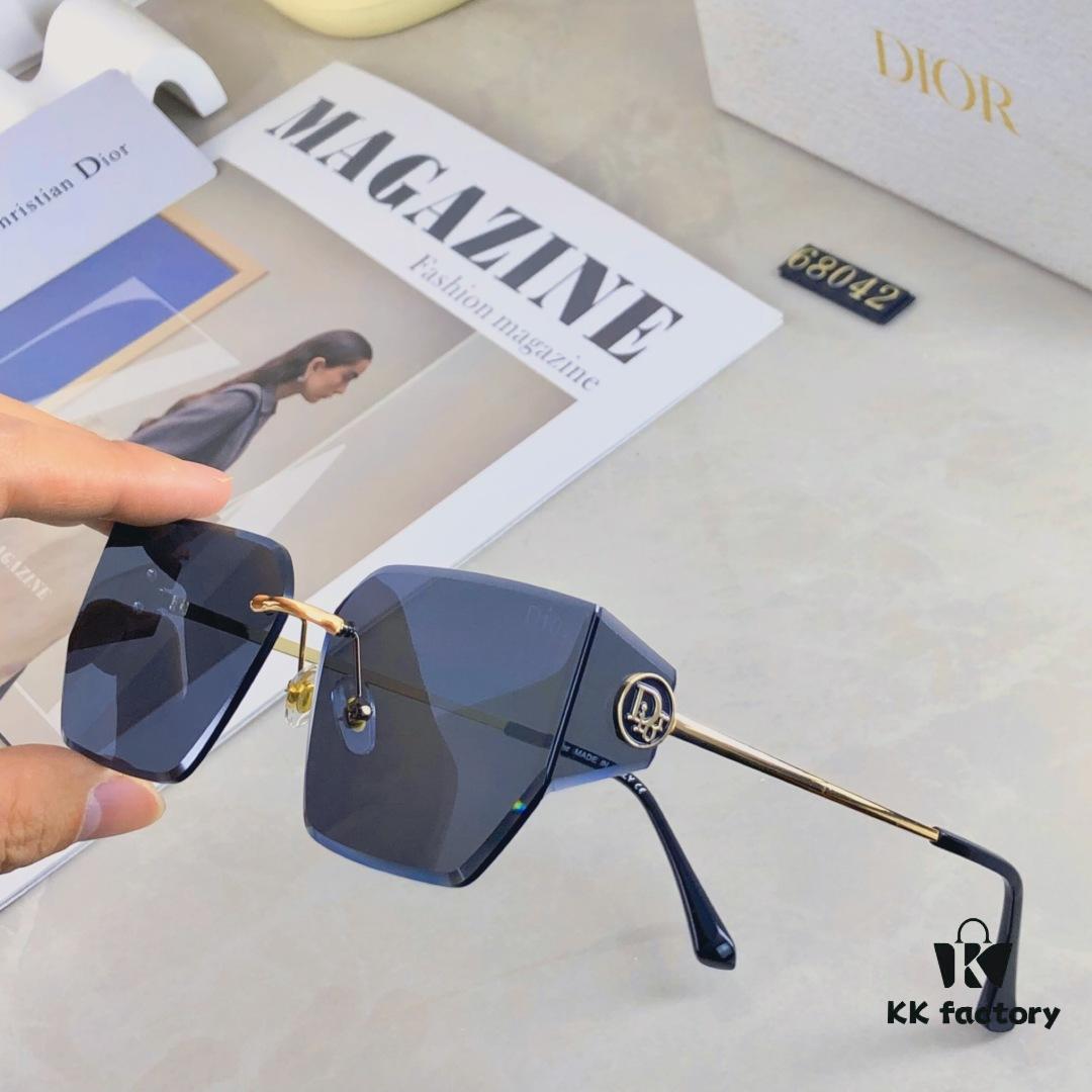 6931fee33a89a121ed54ee9e Dior Letter Curve Metal Frame Sunglasses Unisex Fashion Oversized Rimless Edge-Cut Sun Glasses for Large Faces