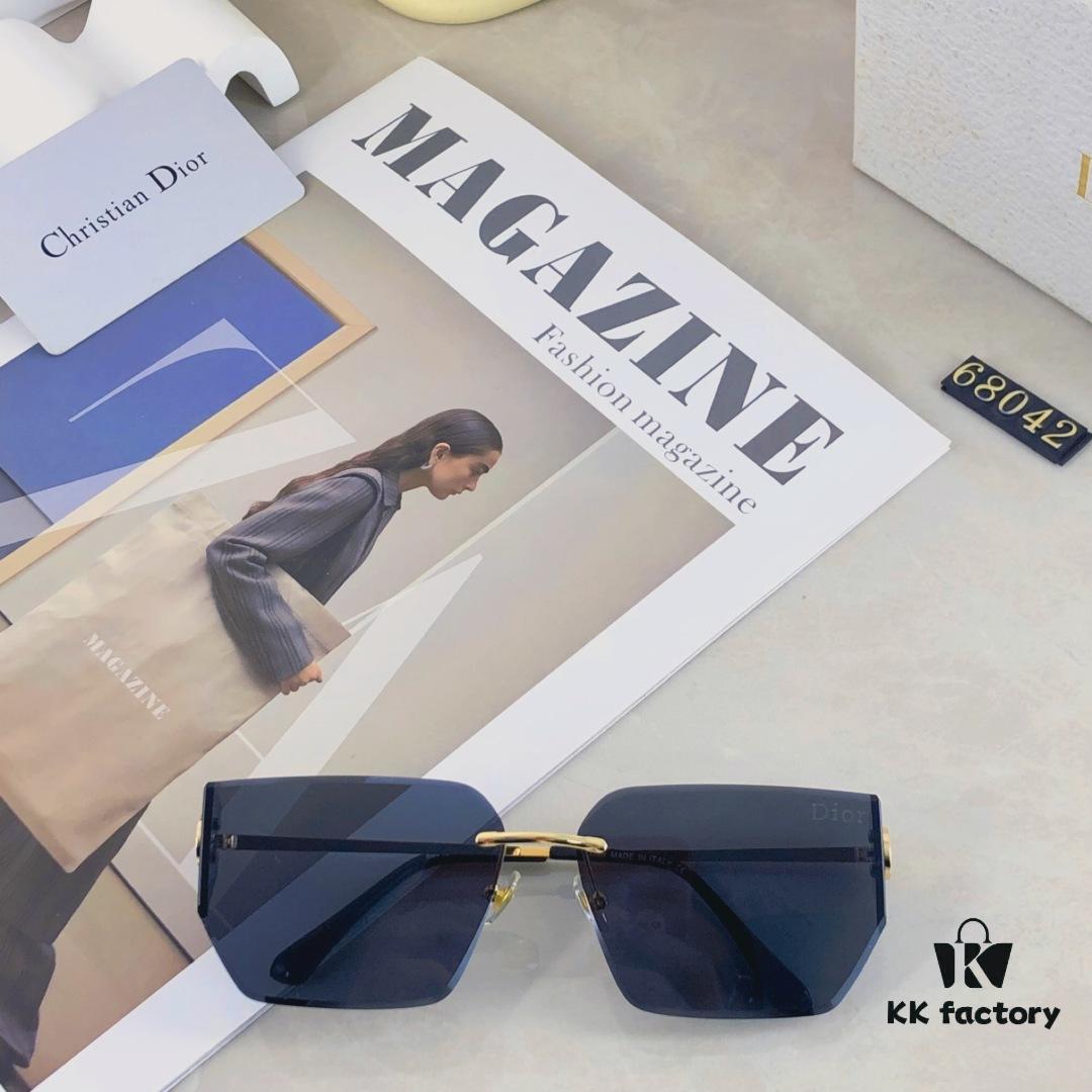 6931fee33a89a121ed54ee9f Dior Letter Curve Metal Frame Sunglasses Unisex Fashion Oversized Rimless Edge-Cut Sun Glasses for Large Faces