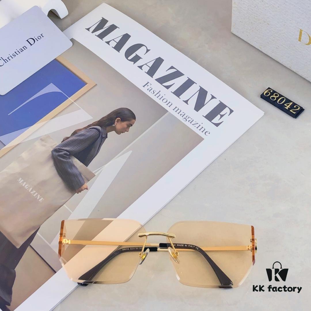 6931fee33a89a121ed54eea0 Dior Letter Curve Metal Frame Sunglasses Unisex Fashion Oversized Rimless Edge-Cut Sun Glasses for Large Faces