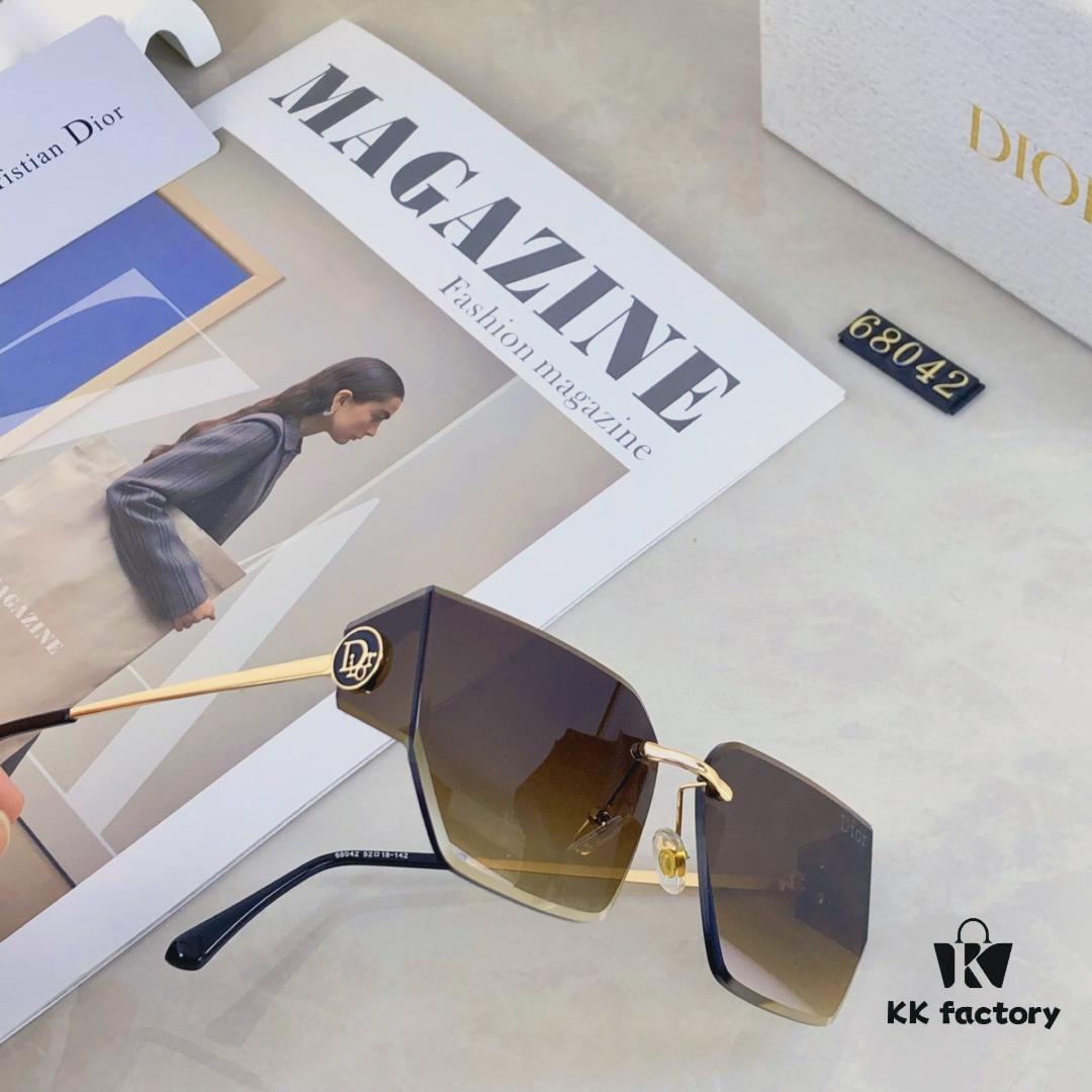 6931fee33a89a121ed54eea2 Dior Letter Curve Metal Frame Sunglasses Unisex Fashion Oversized Rimless Edge-Cut Sun Glasses for Large Faces