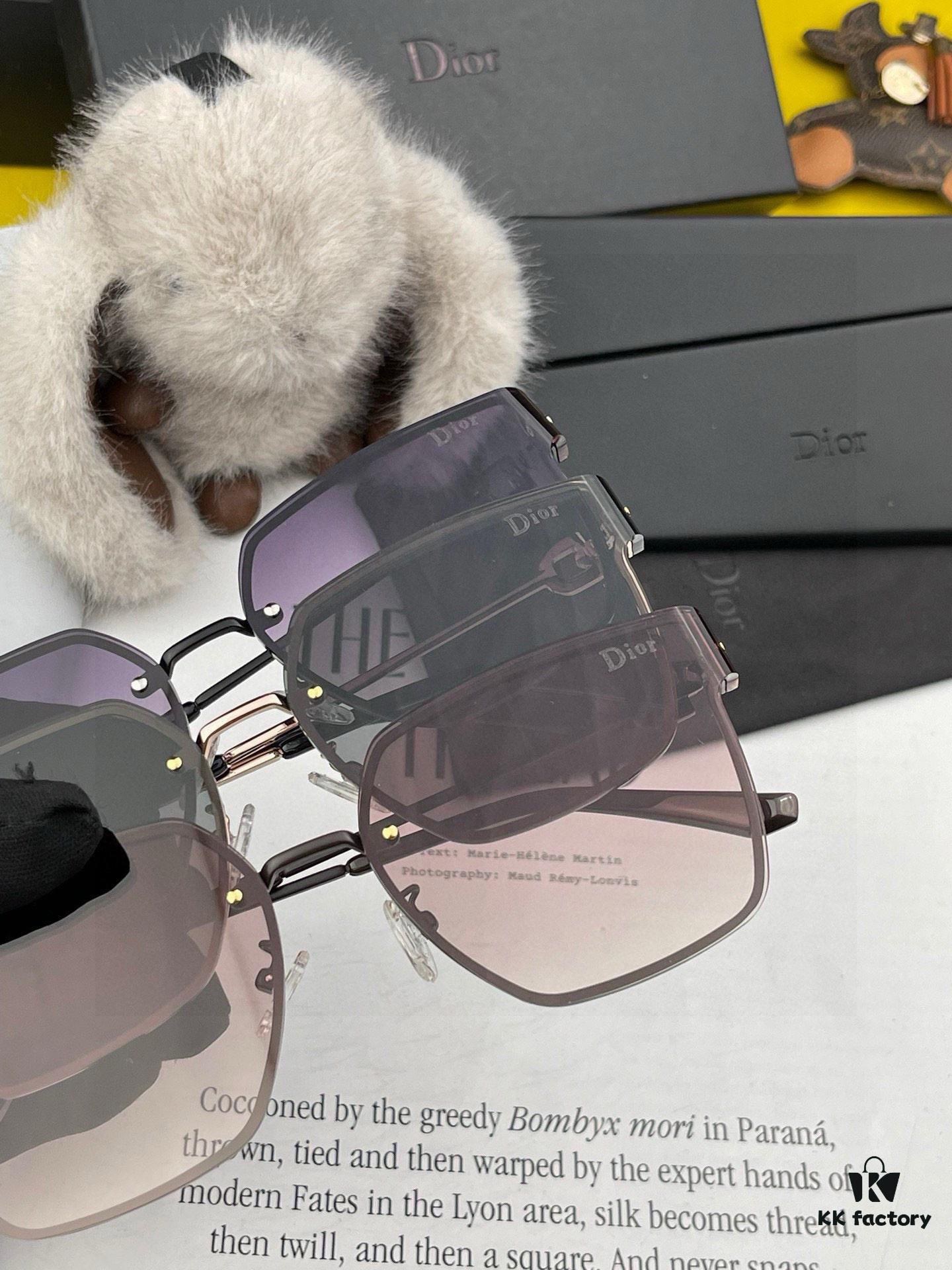 DIOR Volcano ☔️ Fashion Frameless Sunglasses Lenses, Top Luxury [Strong] High Quality [Victory][Kiss] 🍦🍨 [Proud] Exceptional Elegance 😄 🍫🍪 Women's Driving Sunglasses [Love] Model: CD05811 Eyewear Sunglasses