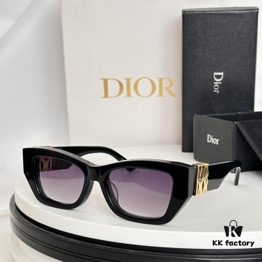 DIO* High-Quality Official New Arrival Sunglasses with Acetate Frame and Wide Temples, Featuring Gold-Finished Metal Miss Dior Logo
