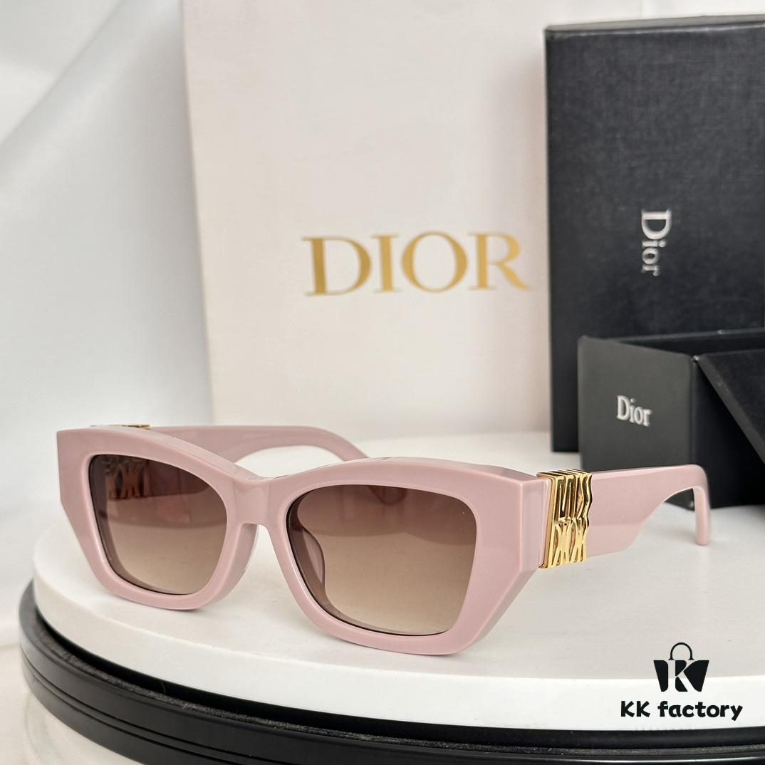 DIO* High-Quality Official New Arrival Sunglasses with Acetate Frame and Wide Temples, Featuring Gold-Finished Metal Miss Dior Logo