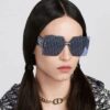 Dior 2024 New Arrival Mirror Letter Rimless Cut-Out Fashion Sunglasses for Women, Stylish Large Frame Unisex Sunglasses with Slimming Effect