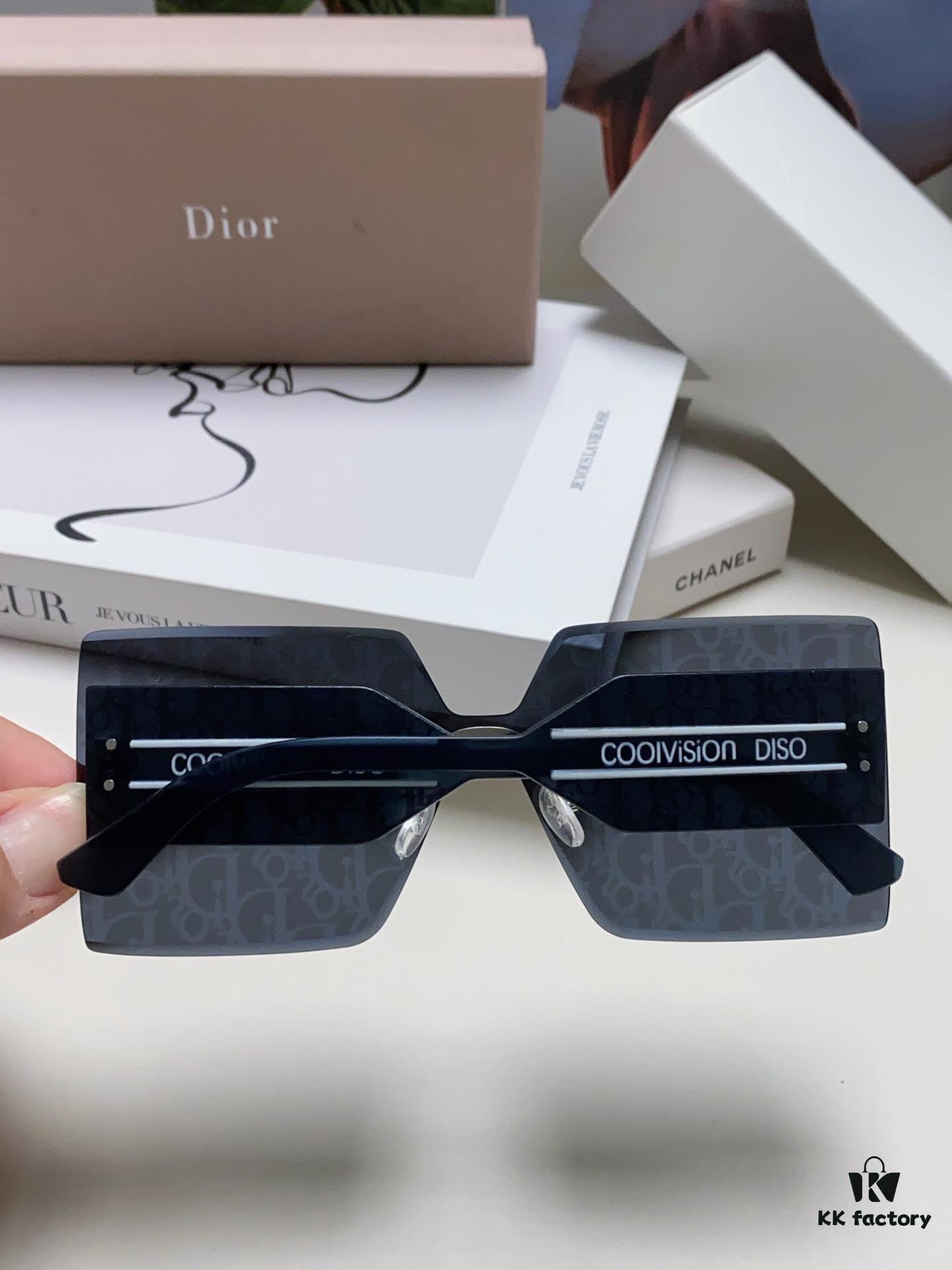 Dior 2024 New Arrival Mirror Letter Rimless Cut-Out Fashion Sunglasses for Women, Stylish Large Frame Unisex Sunglasses with Slimming Effect