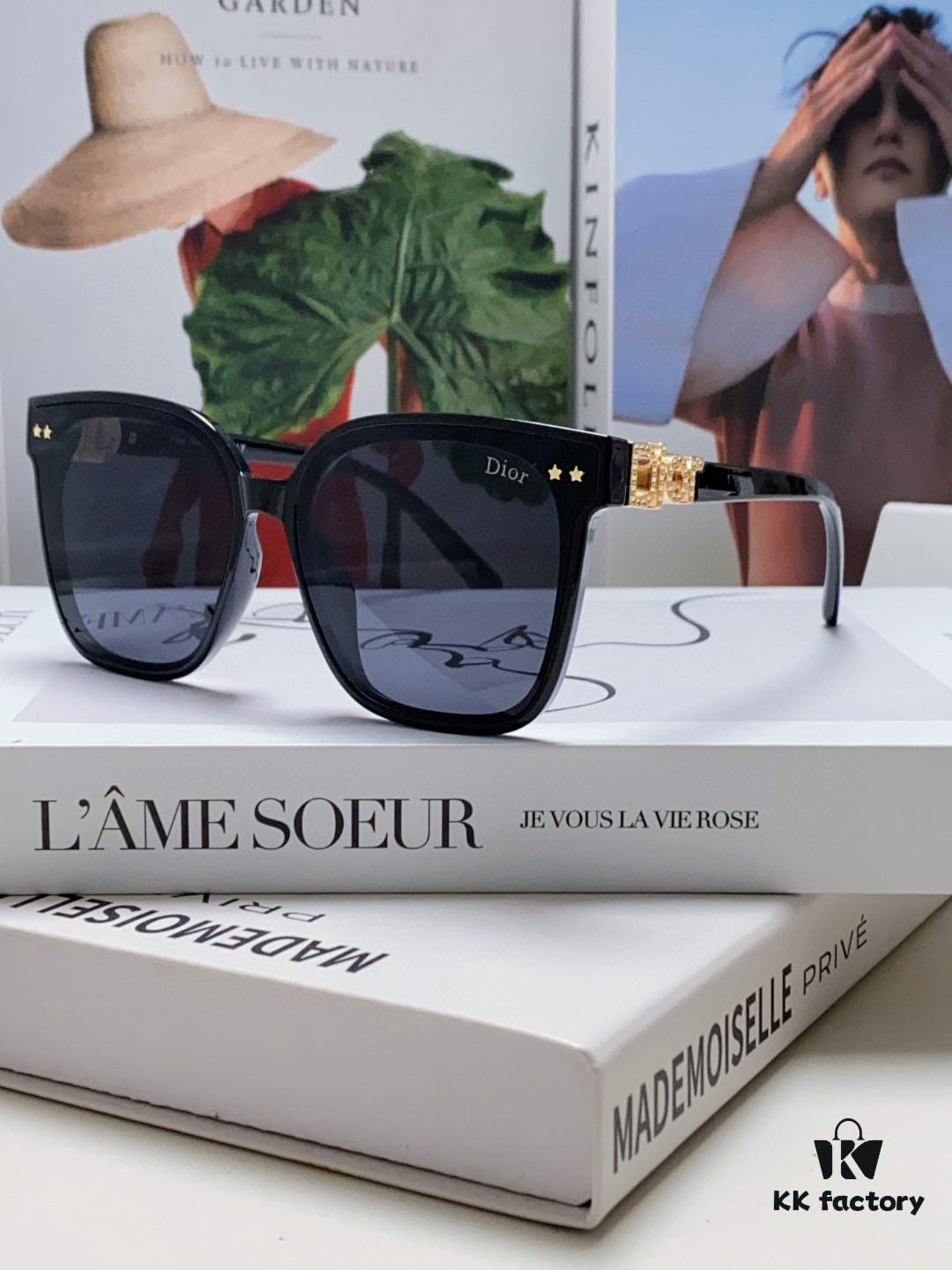 6931ff6b3a89a121ed54f582 DIOR 2024 Square Frame D Asymmetrical Letter Design Fully Paved with Small Diamonds 💎 Classic Timeless Square Shape with Star Accents Trending Fashion Sunglasses
