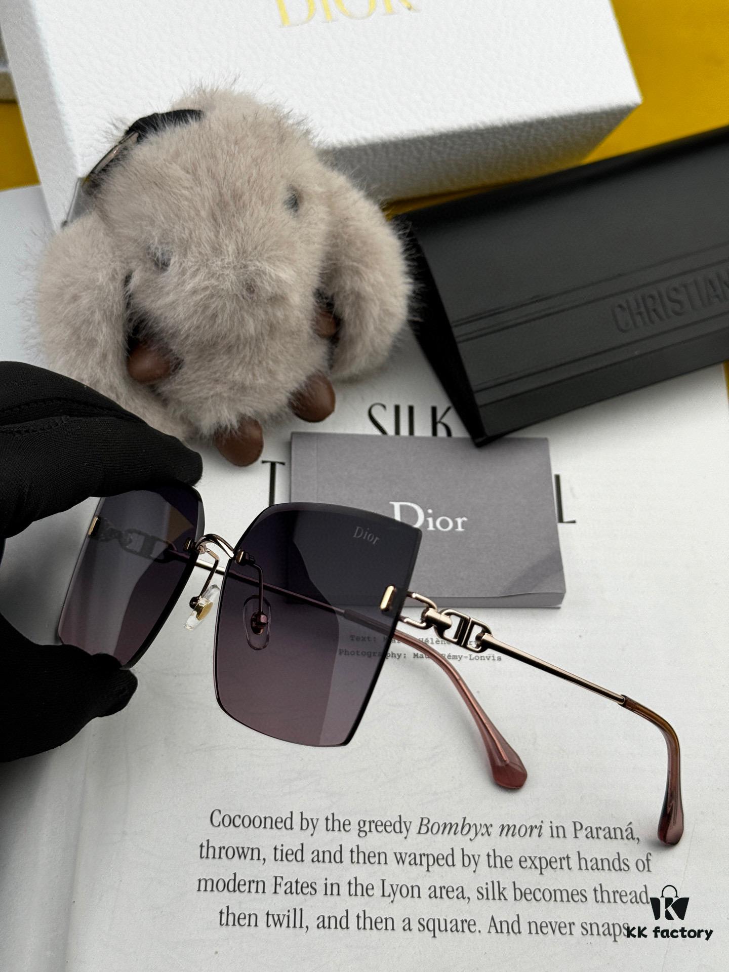 Nylon Polarized Series DIOR Frameless Sunglasses with Polygonal Design, Universal Fit for All Face Shapes, Stylish with Coats or Dresses, Polarized Nylon Lenses for UV Protection