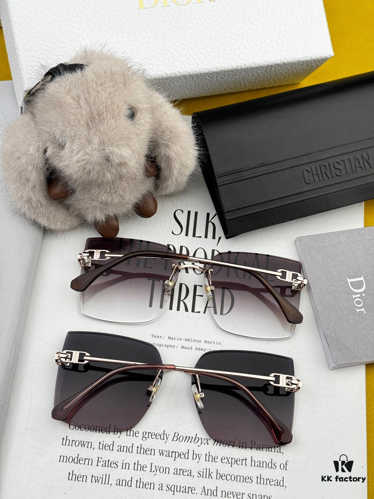 Nylon Polarized Series DIOR Frameless Sunglasses with Polygonal Design, Universal Fit for All Face Shapes, Stylish with Coats or Dresses, Polarized Nylon Lenses for UV Protection