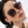 Nylon Polarized Series DIOR Frameless Sunglasses with Polygonal Design, Universal Fit for All Face Shapes, Stylish with Coats or Dresses, Polarized Nylon Lenses for UV Protection
