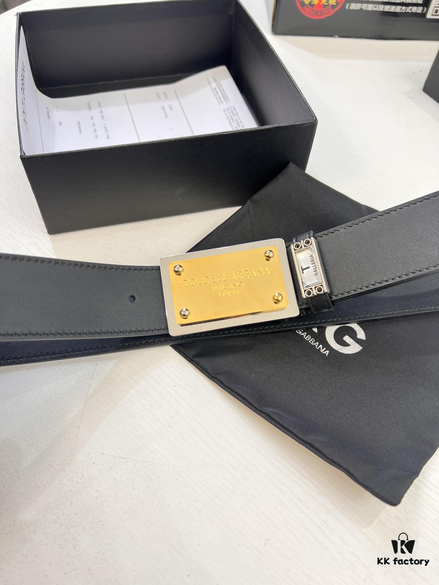 6931fffa3a89a121ed54fc60 D&G Original Belt Hong Kong Duty-Free Gift Box Genuine Leather Italian Cross-Grain Calfskin Fashion Designer Belt 3.8cm Width