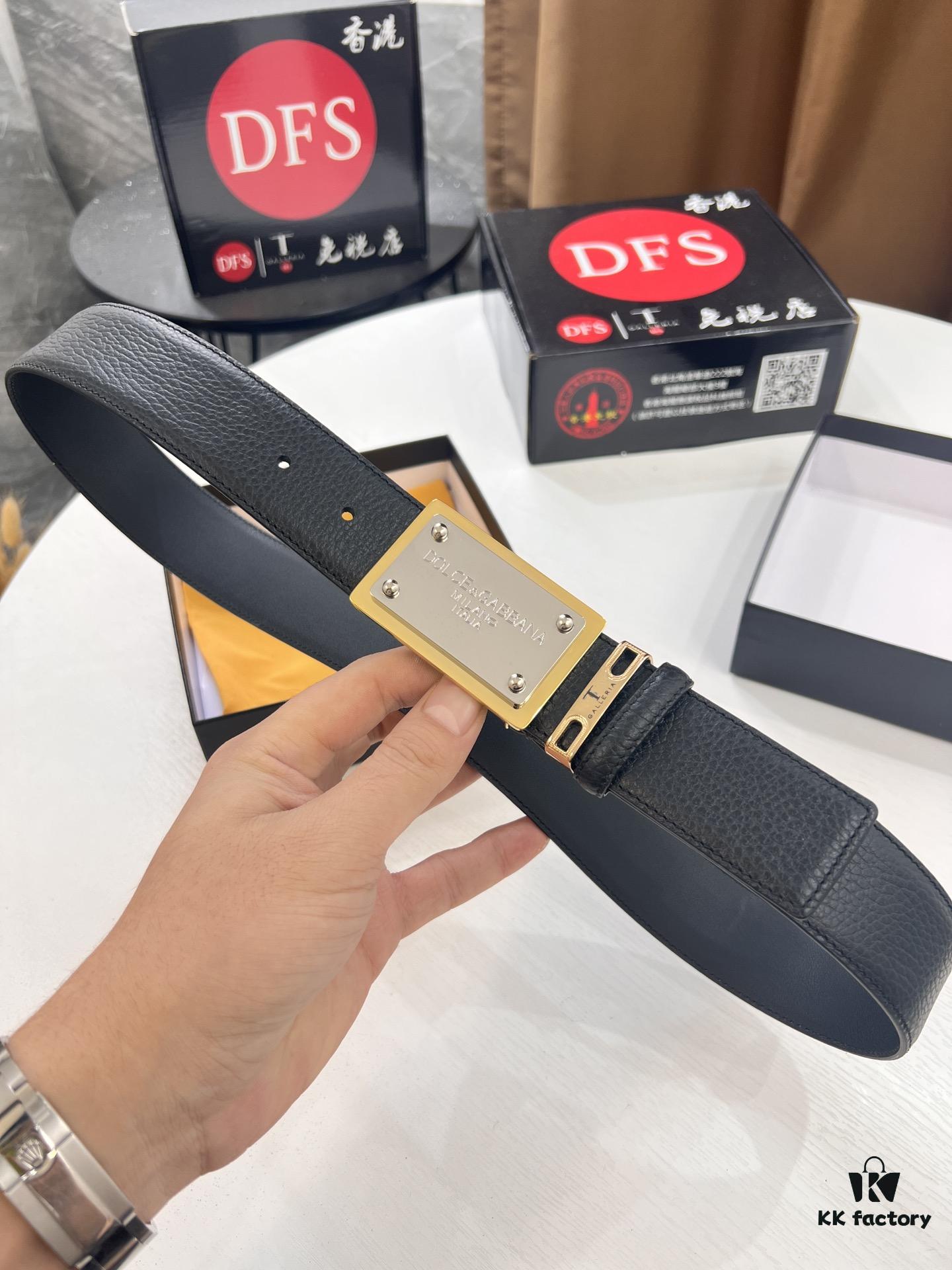 693200013a89a121ed54fc74 D&G Original Belt Hong Kong Duty-Free Gift Box (NXP Tag with Verifiable Official Website Anti-Counterfeit Chip) Genuine Mold Stainless Steel Logo Buckle Top-Grade Leather Italian Imported Cross-Grain Calfskin Fashion Runway Style 3.8cm Width