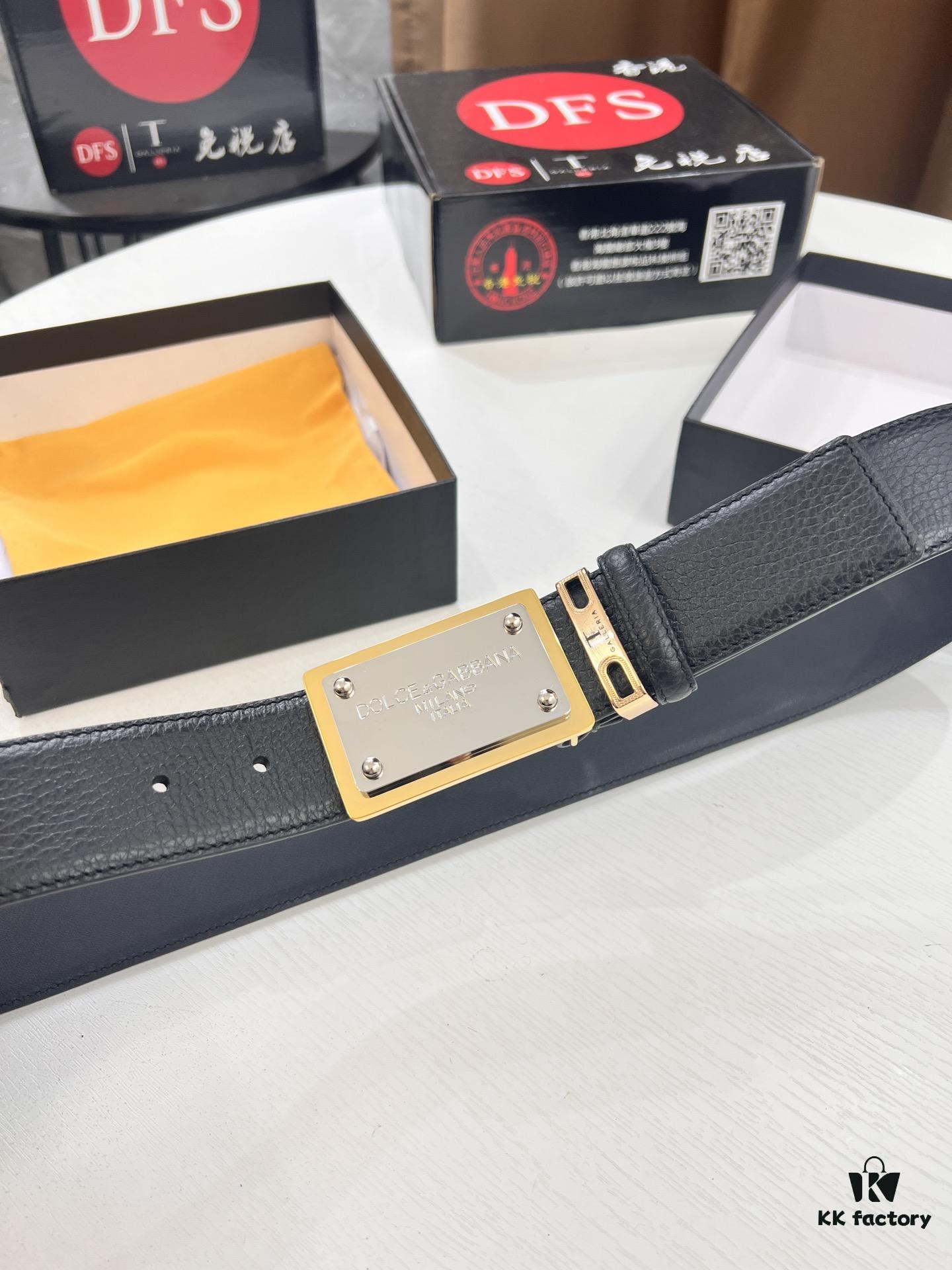 693200013a89a121ed54fc75 D&G Original Belt Hong Kong Duty-Free Gift Box (NXP Tag with Verifiable Official Website Anti-Counterfeit Chip) Genuine Mold Stainless Steel Logo Buckle Top-Grade Leather Italian Imported Cross-Grain Calfskin Fashion Runway Style 3.8cm Width