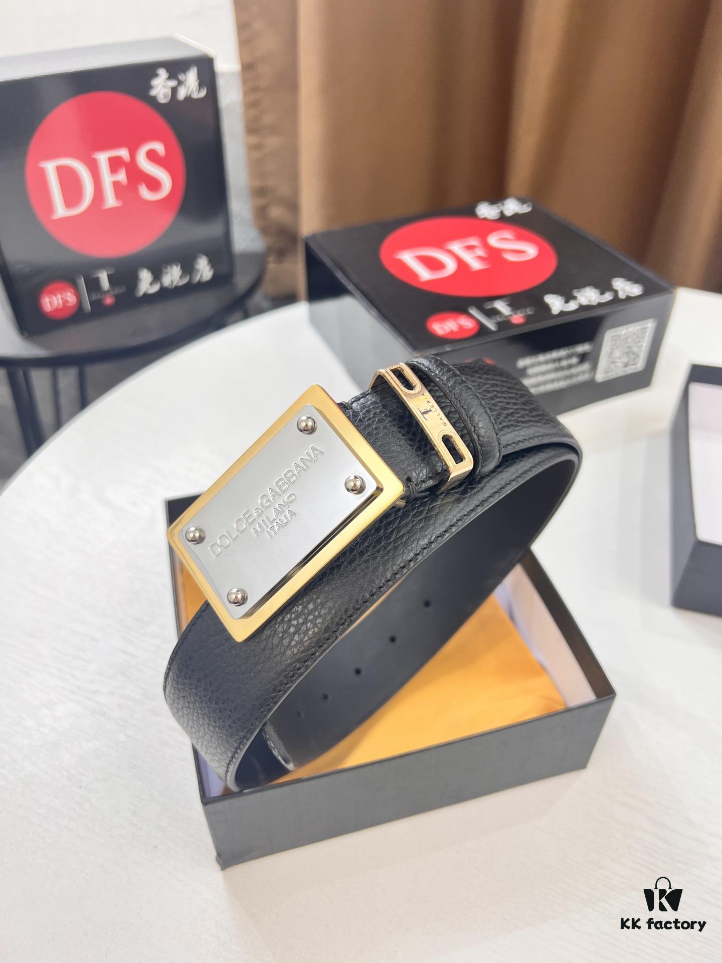693200013a89a121ed54fc77 D&G Original Belt Hong Kong Duty-Free Gift Box (NXP Tag with Verifiable Official Website Anti-Counterfeit Chip) Genuine Mold Stainless Steel Logo Buckle Top-Grade Leather Italian Imported Cross-Grain Calfskin Fashion Runway Style 3.8cm Width