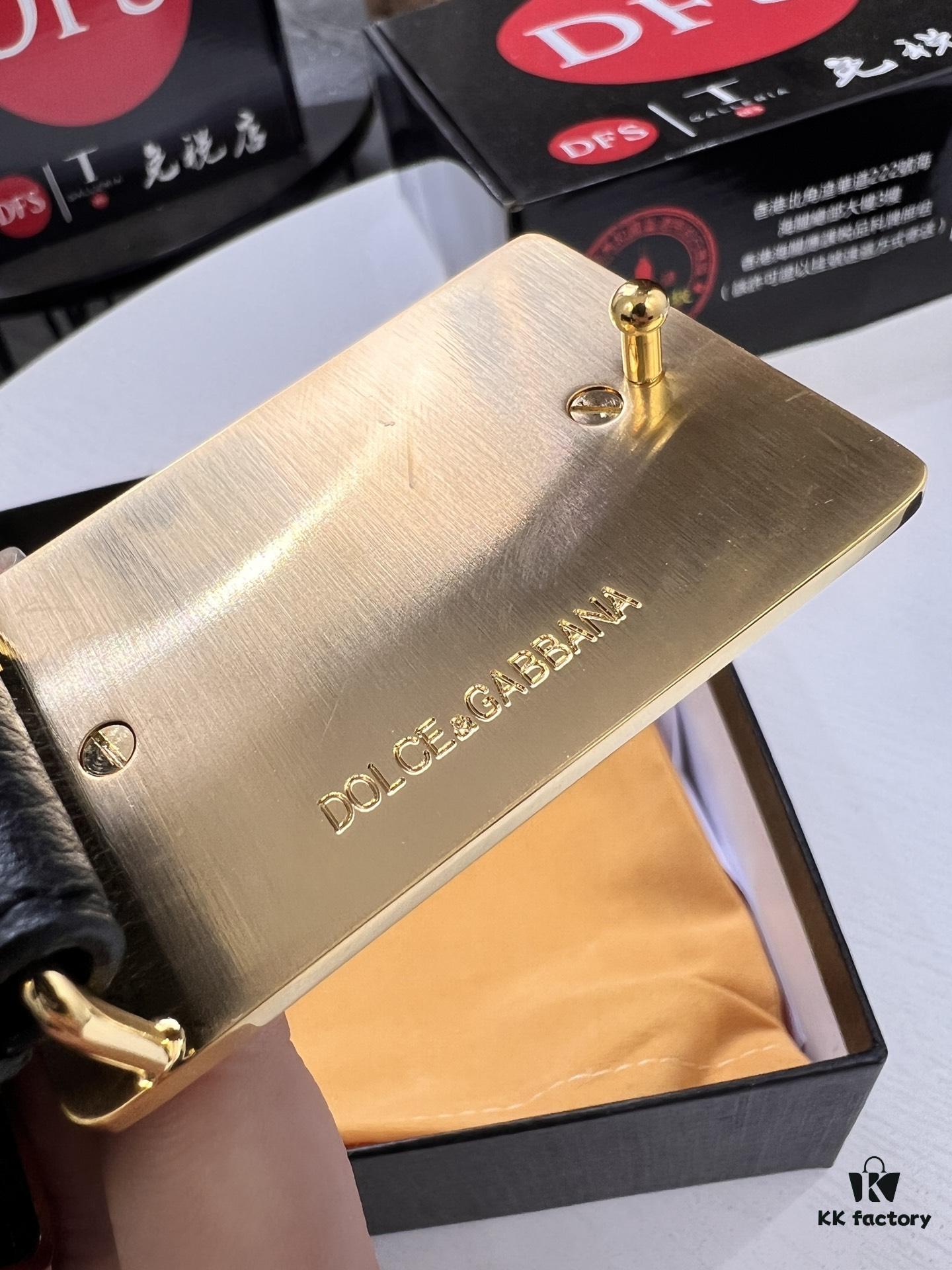 693200013a89a121ed54fc78 D&G Original Belt Hong Kong Duty-Free Gift Box (NXP Tag with Verifiable Official Website Anti-Counterfeit Chip) Genuine Mold Stainless Steel Logo Buckle Top-Grade Leather Italian Imported Cross-Grain Calfskin Fashion Runway Style 3.8cm Width