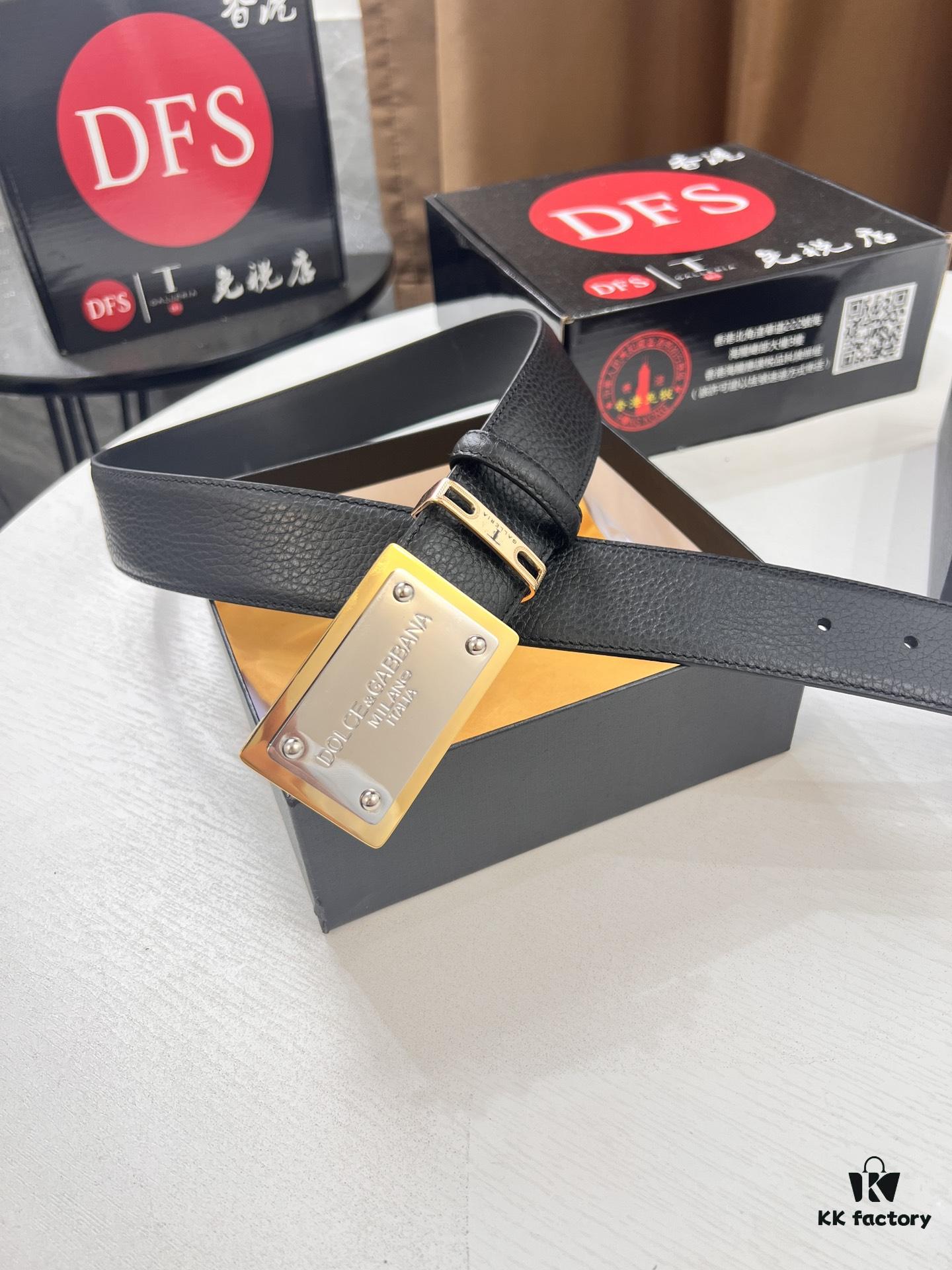 693200013a89a121ed54fc79 D&G Original Belt Hong Kong Duty-Free Gift Box (NXP Tag with Verifiable Official Website Anti-Counterfeit Chip) Genuine Mold Stainless Steel Logo Buckle Top-Grade Leather Italian Imported Cross-Grain Calfskin Fashion Runway Style 3.8cm Width