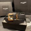 693200133a89a121ed54fca5 Authentic YSL Leather Belt with Needle Buckle, 3.0 cm Width, Full-Grain Calfskin, Premium Antique Brass Hardware