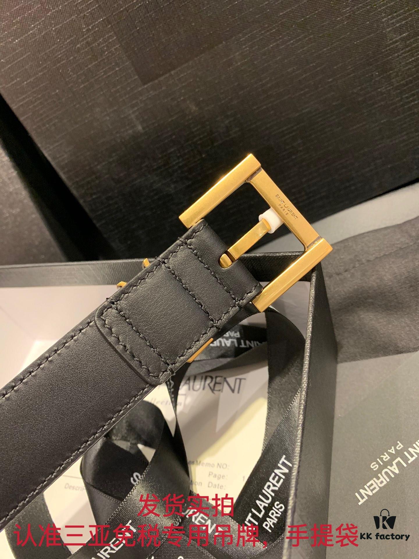 693200133a89a121ed54fcab Authentic YSL Leather Belt with Needle Buckle, 3.0 cm Width, Full-Grain Calfskin, Premium Antique Brass Hardware