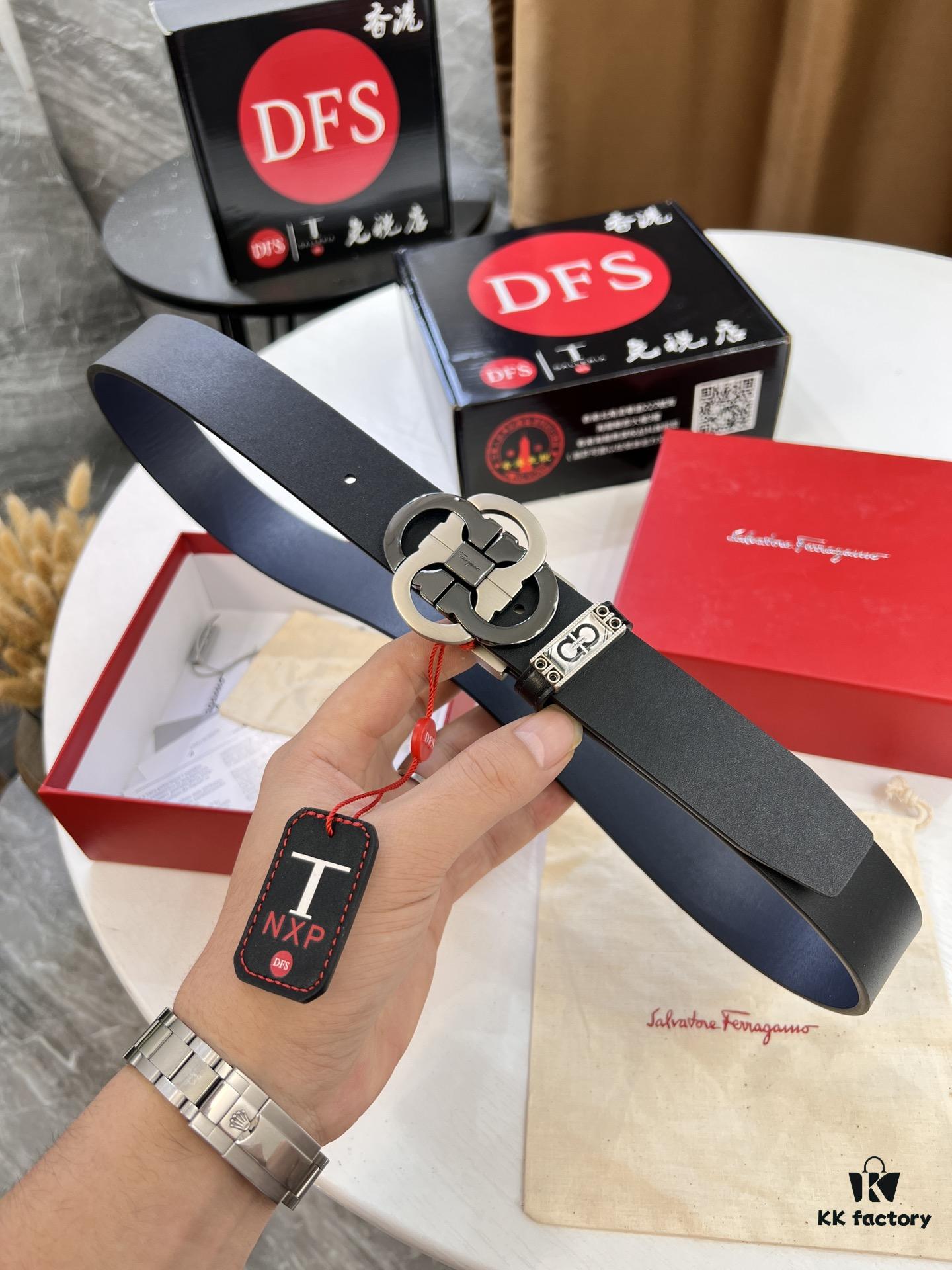 693200183a89a121ed54fcca Shop Owner Recommended Trumpet Trumpet Salvatore Ferragamo Men's Belt, Gift-Ready, Genuine Imported Full-Grain Calfskin with Reversible Design, Customizable Length, 3.5cm Width, Premium Figure-Eight Shaped Stainless Steel Hardware